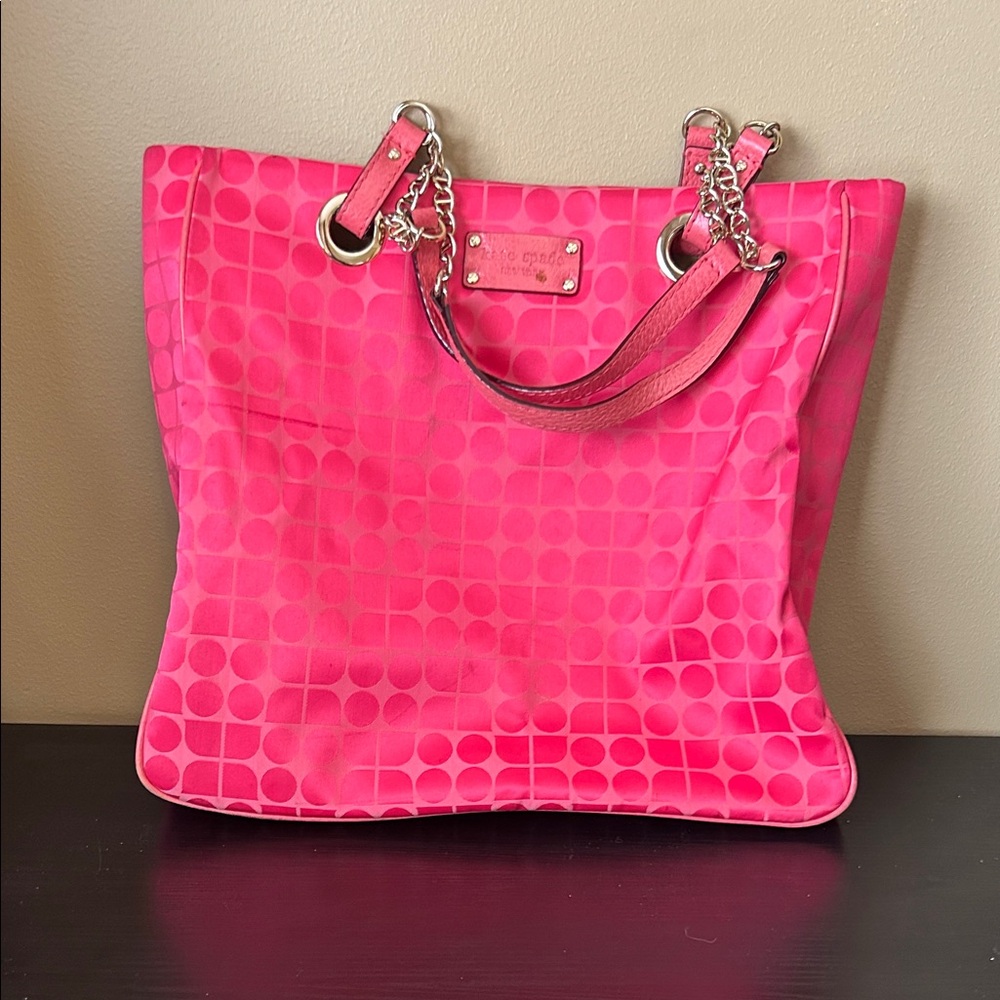 Vintage Kate Spade Vibrant Pink Tote with Chain Straps